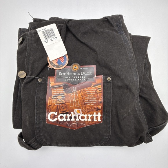 Carhartt Sandstone Bib Overall Double Knee Men 32X32 R06 ONX Onyx Black NWT NOS